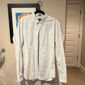J. Crew white and Light Blue Striped Men's button down - slim